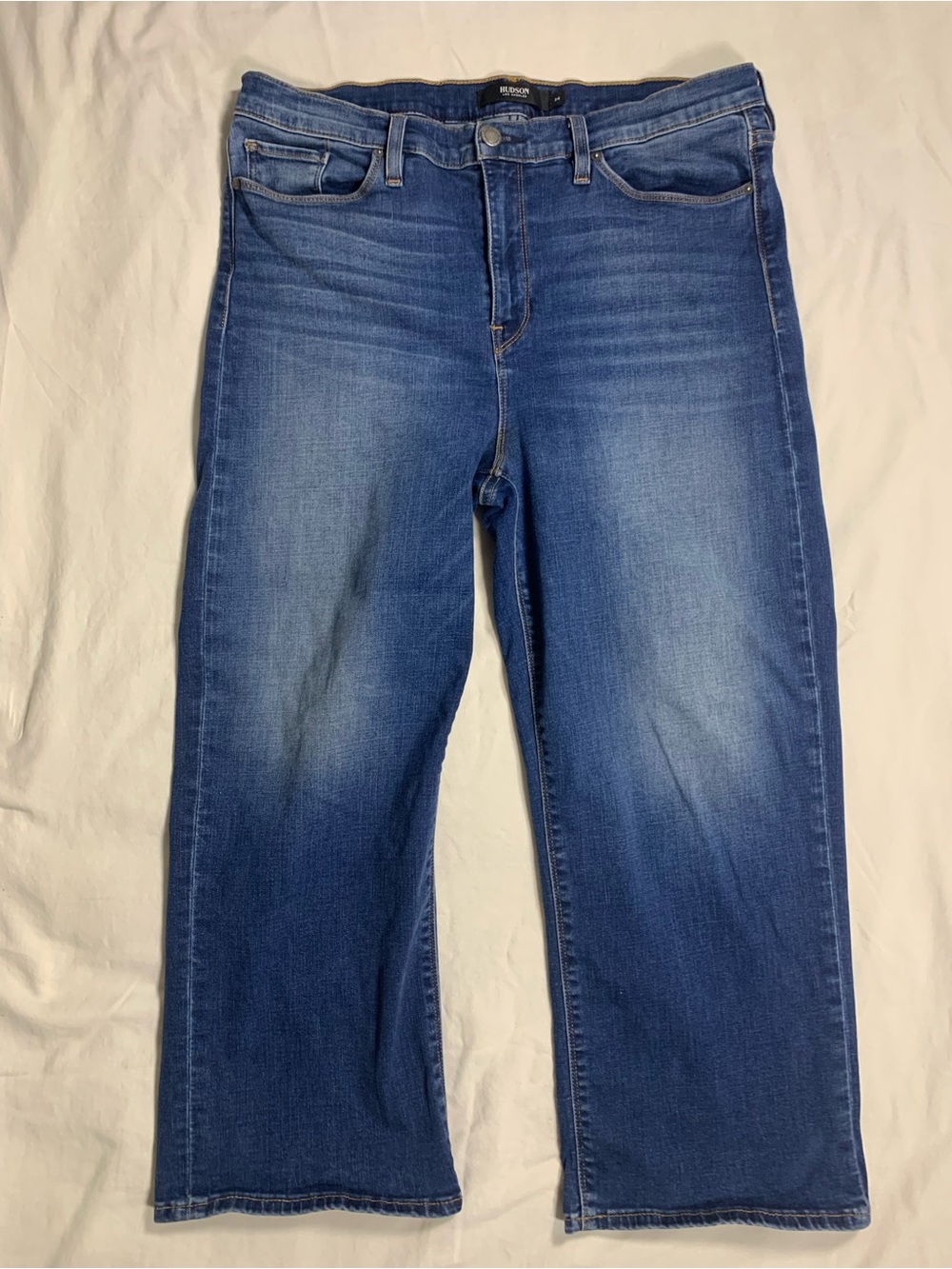 Hudson “Stella” Midrise Crop Straight — Dark Wash, Size 34